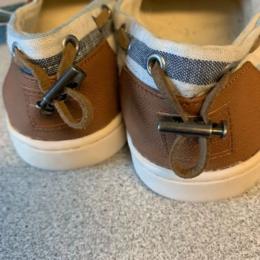 Toms Youth Bimini Size 3.5 Navy Woven Stripe Shoes *New*